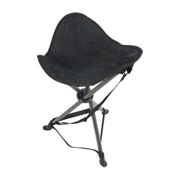 PORTAL Compact Folding Tripod Stool, Portable Tripod Chair 3 Legs for Camping Outdoor Hiking Hunting Fishing Picnic Travel Beach BBQ Garden Lawn, Supports 225 lbs, Black