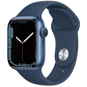 Apple Watch Series 7 [GPS 45mm] Smart Watch w/Blue Aluminum Case with Abyss Blue Sport Band. Fitness Tracker, Blood Oxygen & ECG Apps, Always-On Retina Display, Water Resistant