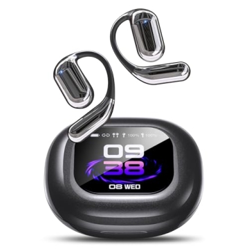 EUQQ AI Language Translation Earbuds, OWS LCD Touchscreen Real-Time Headphones Translator for 144 La...