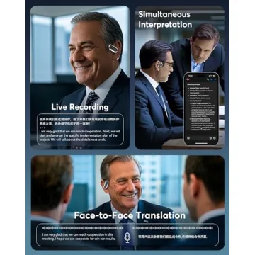 EUQQ AI Language Translation Earbuds, OWS LCD Touchscreen Real-Time Headphones Translator for 144 Languages & Accents, Fit iOS and Android, Ideal for Travel Business Learning (Black)