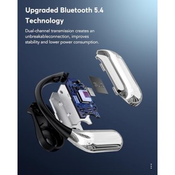 EUQQ AI Language Translation Earbuds, OWS LCD Touchscreen Real-Time Headphones Translator for 144 Languages & Accents, Fit iOS and Android, Ideal for Travel Business Learning (Black)