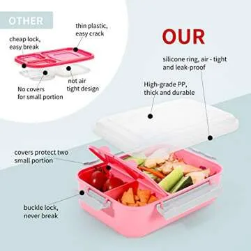 shopwithgreen Set of 3 Salad Food Storage Container To Go, 40 oz Divided Bento Box for Lunch, Snacks, School & Travel - Food Meal Prep Storage Sandwich Containers with Lids for Adults and Kids