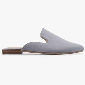MUSSHOE Mules for Women Flats Comfortable Pointed Toe Women Mules,Grey 9