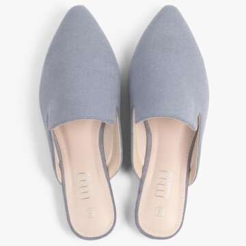 MUSSHOE Stylish Comfortable Mules for Women Flats Grey