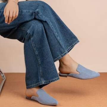 MUSSHOE Stylish Comfortable Mules for Women Flats Grey