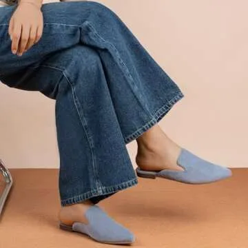 MUSSHOE Stylish Comfortable Mules for Women Flats Grey