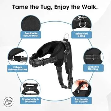 Copatchy No Pull Reflective Adjustable Dog Harness With Handle- Comfortable Soft All Weather Mesh, E...