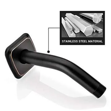 Angled Shower Arm with Flange, 6-Inch Stainless Steel Replacement Extension Tube for Top Shower Head, Wall Mounted, Oil Rubbed Bronze