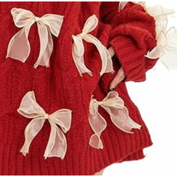 Kawaii Bow Crew Neck Sweater for Young Women