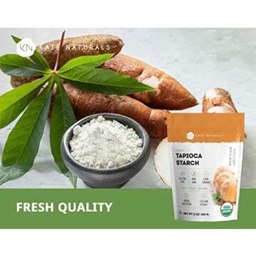 Kate Naturals Tapioca Starch Flour for Baking, Cooking & Boba Pearls (12oz, Organic, Non-GMO, Gluten Free)