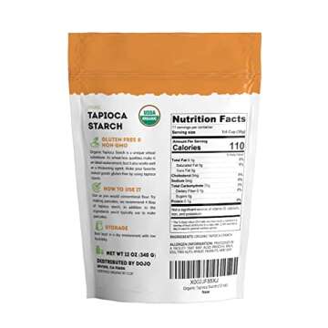 Kate Naturals Tapioca Starch Flour for Baking, Cooking & Boba Pearls (12oz, Organic, Non-GMO, Gluten Free)