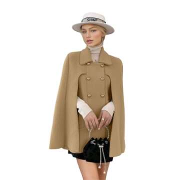 Stylish CHARTOU Women's Wool Blend Poncho Cape Coat