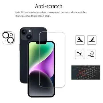 HKKAIS Easy Alignment Frame Designed For iPhone14 Plus Tempered Glass Screen Protector 2-Pack Camera Lens Protector Film 2-Pack