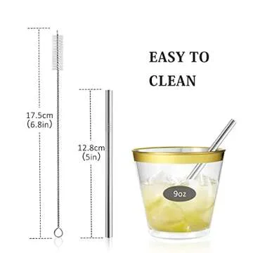 Teivio 12 Pack Reusable Stainless Steel Drink Straws