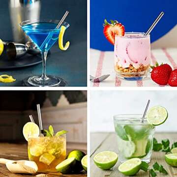 Teivio 12 Pack + Cleaning Brush, 5-inch Extra Short Reusable Stainless Steel Drink Straws for Cocktails, Small Glasses or Cups (Silver)