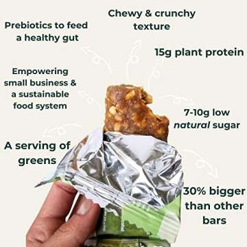 Just Real Food Bar - Plant Based Protein Bars - Variety Pack - 6 Count - 3 Flavors - 15g Protein - High Energy, Paleo, Vegan & Non GMO - Gluten Free, Dairy Free and Soy Free