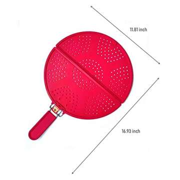 EZ KITCHEN Foldable Splatter Screen Strainer, Silicone Splatter Screen with Folding Handle, Splatter...