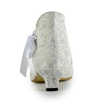 Minishion Women's Fashion Kitten Heel White Lace Bridal Wedding Ankle Boots US 10