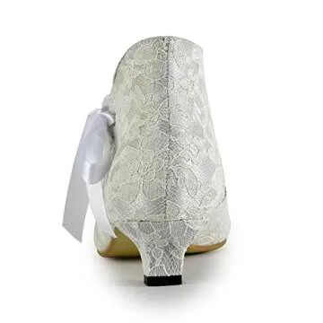 Minishion Women's Fashion Kitten Heel White Lace Bridal Wedding Ankle Boots US 10