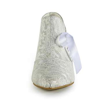 Minishion Women's Fashion Kitten Heel White Lace Bridal Wedding Ankle Boots US 10