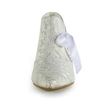 Minishion Women's Fashion Kitten Heel White Lace Bridal Wedding Ankle Boots US 10