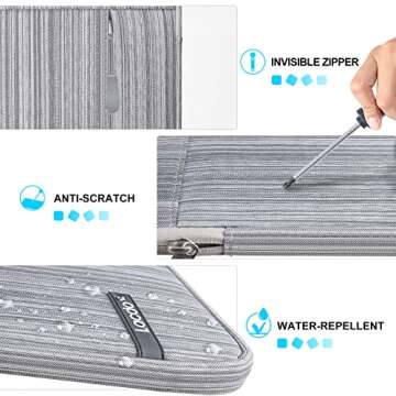 Lacdo Tablet Sleeve Case for 11 inch iPad Pro M4 | 11 inch iPad Air M2 | 10.9 inch iPad | 10.2 inch iPad | 10.9 inch iPad Air 5 4 | 10.5" iPad Pro | 11 inch Galaxy Tab A9+ Protective Bag, Dark Gray