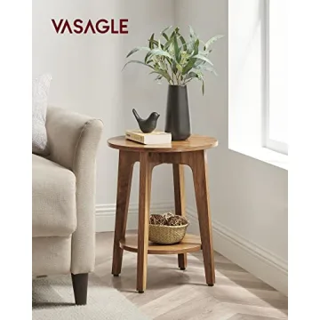 VASAGLE Small Round Side Table with Lower Shelf