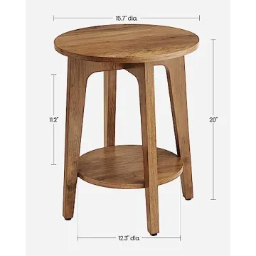 VASAGLE Small Round Side Table with Lower Shelf