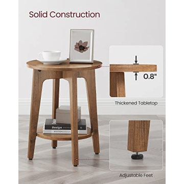 VASAGLE Small Round Side Table with Lower Shelf