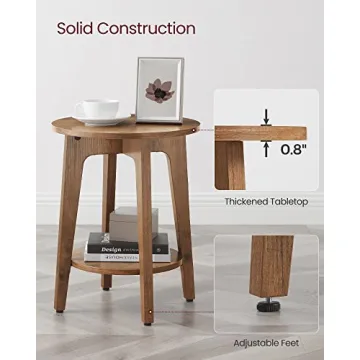 VASAGLE Small Round Side Table with Lower Shelf