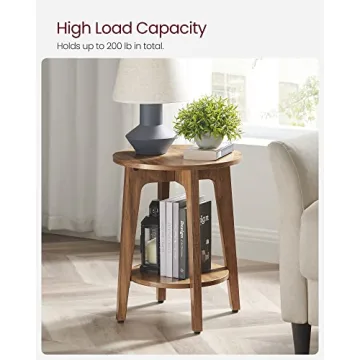 VASAGLE Small Round Side Table with Lower Shelf