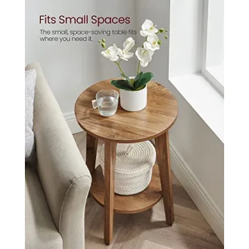 VASAGLE Small Round Side Table with Lower Shelf