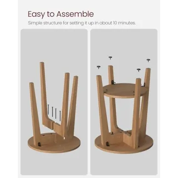 VASAGLE Small Round Side Table with Lower Shelf