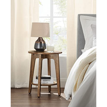 VASAGLE Small Round Side Table with Lower Shelf