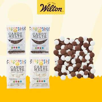 Wilton Light Cocoa and Bright White Candy Melts Candy Set, Vanilla & Chocolate Candy Melts, 12 Oz, P...