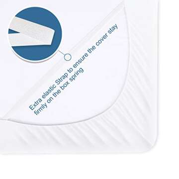 Box Spring Cover Queen Size with Smooth and Elastic Woven Material, Only Covers Sides, Alternates for Bed Skirt, Wrinkle & Fading Resistant, Washable, Dustproof, White