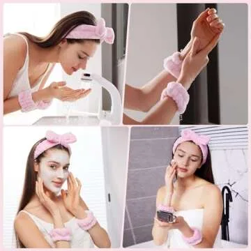 Ztomine Spa Headband and Wristband Set for Skincare