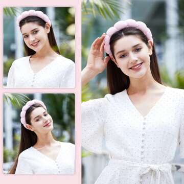 Ztomine Spa Headband and Wristband Set for Skincare