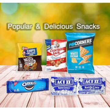 Movie Night Gift Basket Snacks Candy & Popcorn, Full size Treats for Kids, College Students & Family, Care Package Birthday Gift or popcorn lover, family night