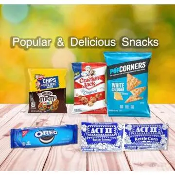 Movie Night Gift Basket Snacks Candy & Popcorn, Full size Treats for Kids, College Students & Family, Care Package Birthday Gift or popcorn lover, family night