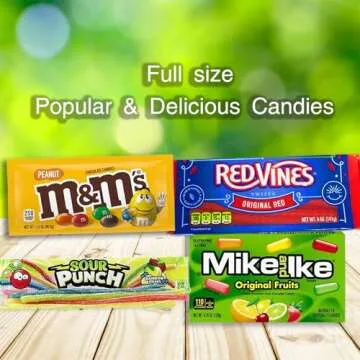 Movie Night Gift Basket Snacks Candy & Popcorn, Full size Treats for Kids, College Students & Family, Care Package Birthday Gift or popcorn lover, family night