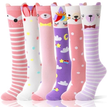 MOGGEI Cute Knee High Socks for Kids - Fun Animal Designs