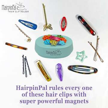 HairpinPal Magnetic Bobby Pin Holder - Easy Hair Clip and Pin Collector - Manage Hair Clips - Barrettes - Bobbi Pins - Keeps Rooms Tidy - Ideal for Travel - Sea Foam Teal - Made in the USA