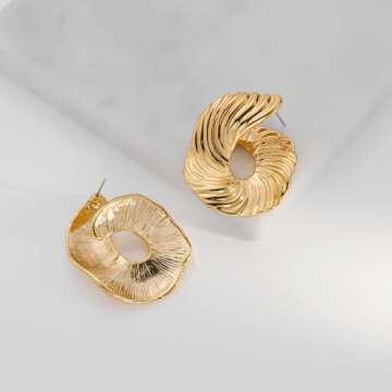 WOWORAMA Gold Spiral Earrings for Women Elegant Bohemian Design