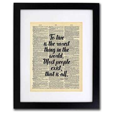 To Live Is The Rarest Thing - Oscar Wilde - Vintage Dictionary Art Print
