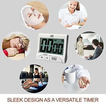 HOME MOST 3" Large Display Kitchen Timer - Digital Timer Magnetic Back Loud Alarm On A Rope- White Cooking Timers For Kitchen Teachers Students Games Kids Meetings - Sports Timer For Workouts Exercise