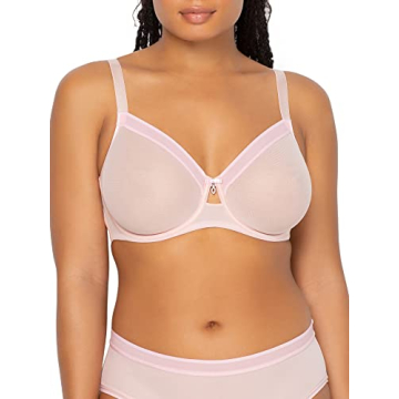 Curvy Couture Women’s Sexy Sheer Mesh Plus Size Full Coverage Bra