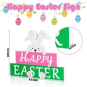 Happy Easter Bunny Wooden Table Sign Decoration