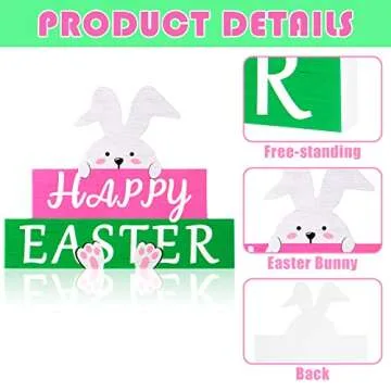 Happy Easter Bunny Wooden Table Sign Decoration