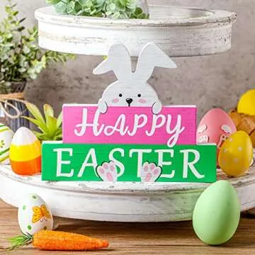 Happy Easter Bunny Wooden Table Sign Decoration